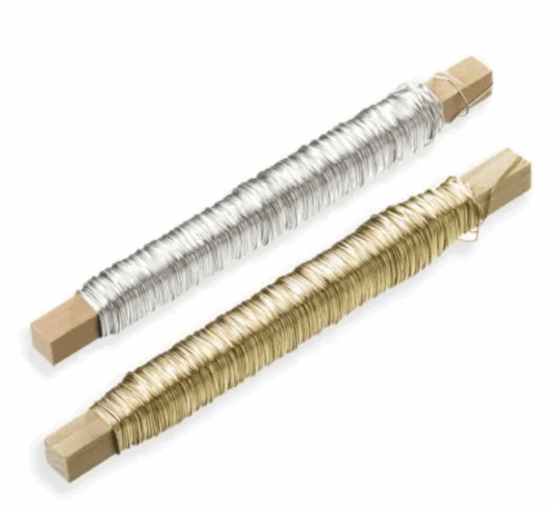 Metallic Wire On Wooden Stick - 50m x 0.05mm