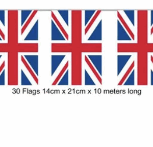 Union Jack Rectangle Bunting - 10m - 14cm x 21cm Flags